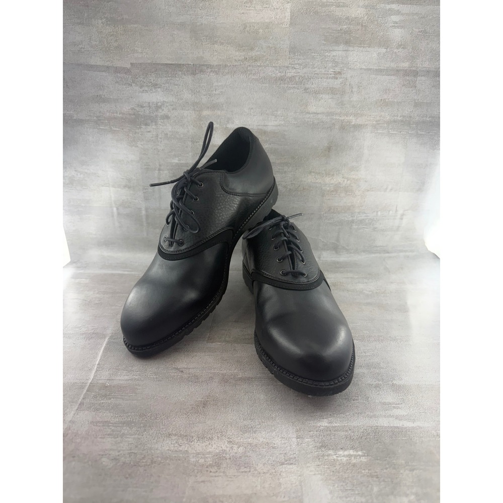 Nike Golf Men Black Leather Saddle Shoes Spiked 305252-001 Size 8.5